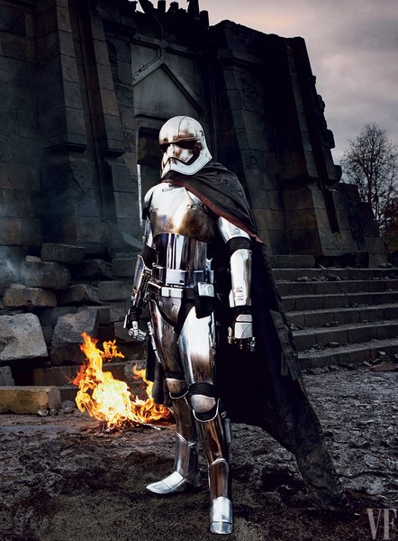 Captain Phasma (Gwendoline Christie) surveys the rubble following an attack.